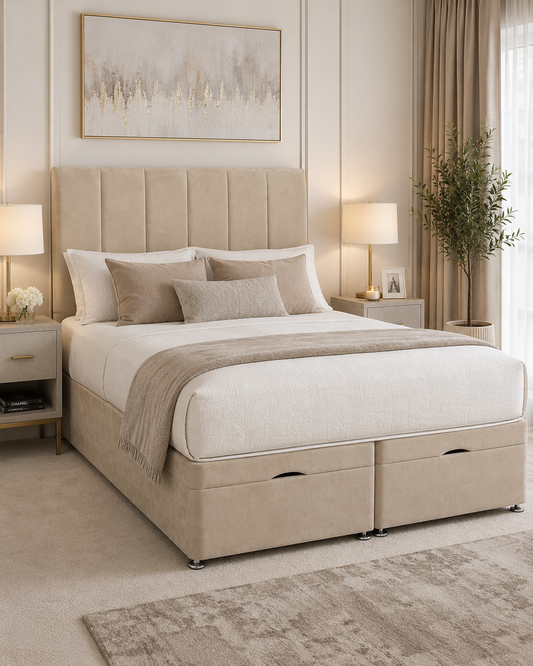 Ottoman Full Bed Set with 54” Headboard & 1000 Pocket Sprung Memory Foam Mattress