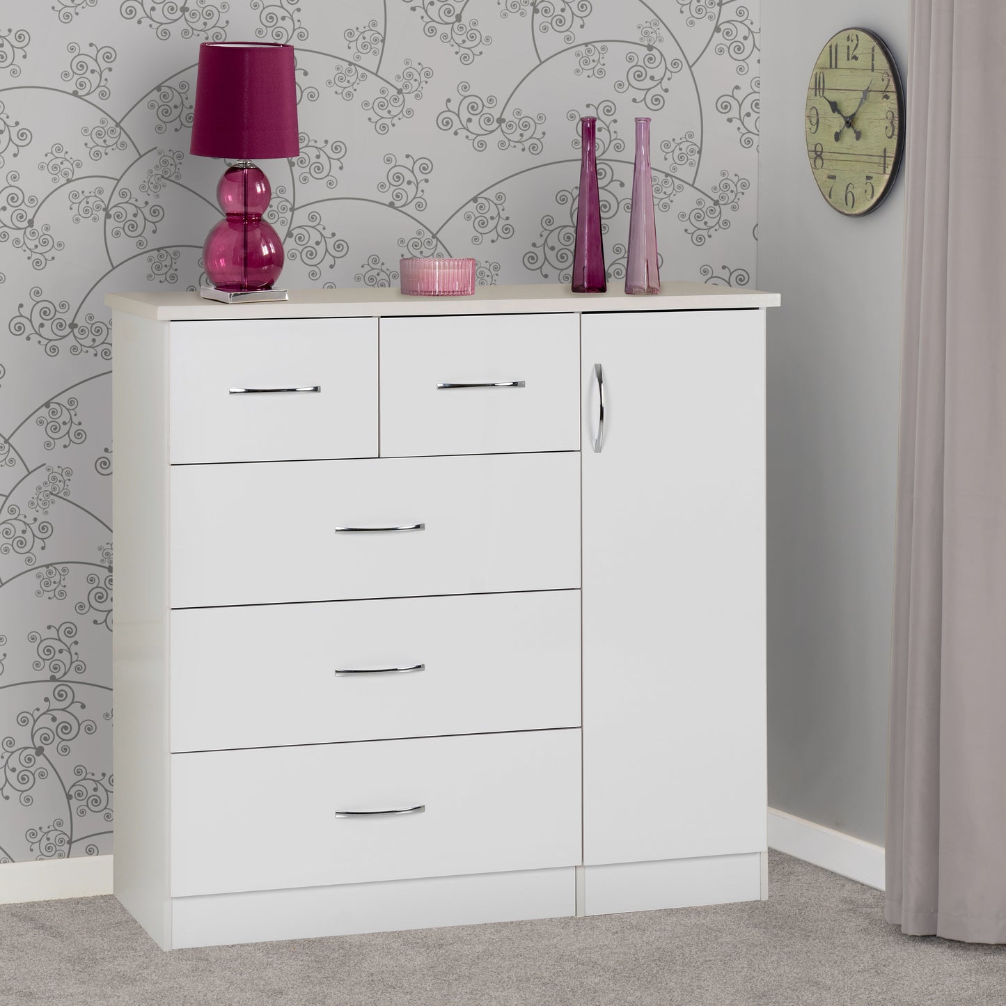 Nevada 5 Drawer Low Wardrobe
