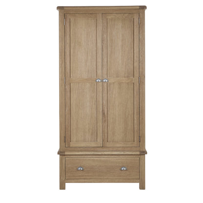 Memphis Limed Oak 2 Door 1 Drawer Wardrobe