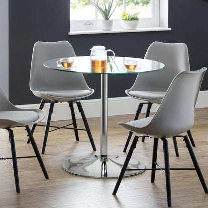 Kudos Chrome And Glass Pedestal Table