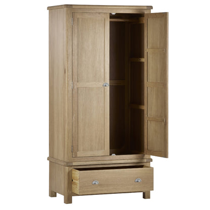 Memphis Limed Oak 2 Door 1 Drawer Wardrobe