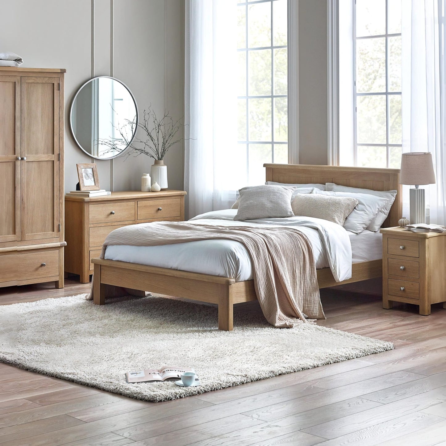 Memphis Limed Oak 6 Drawer Wide Chest