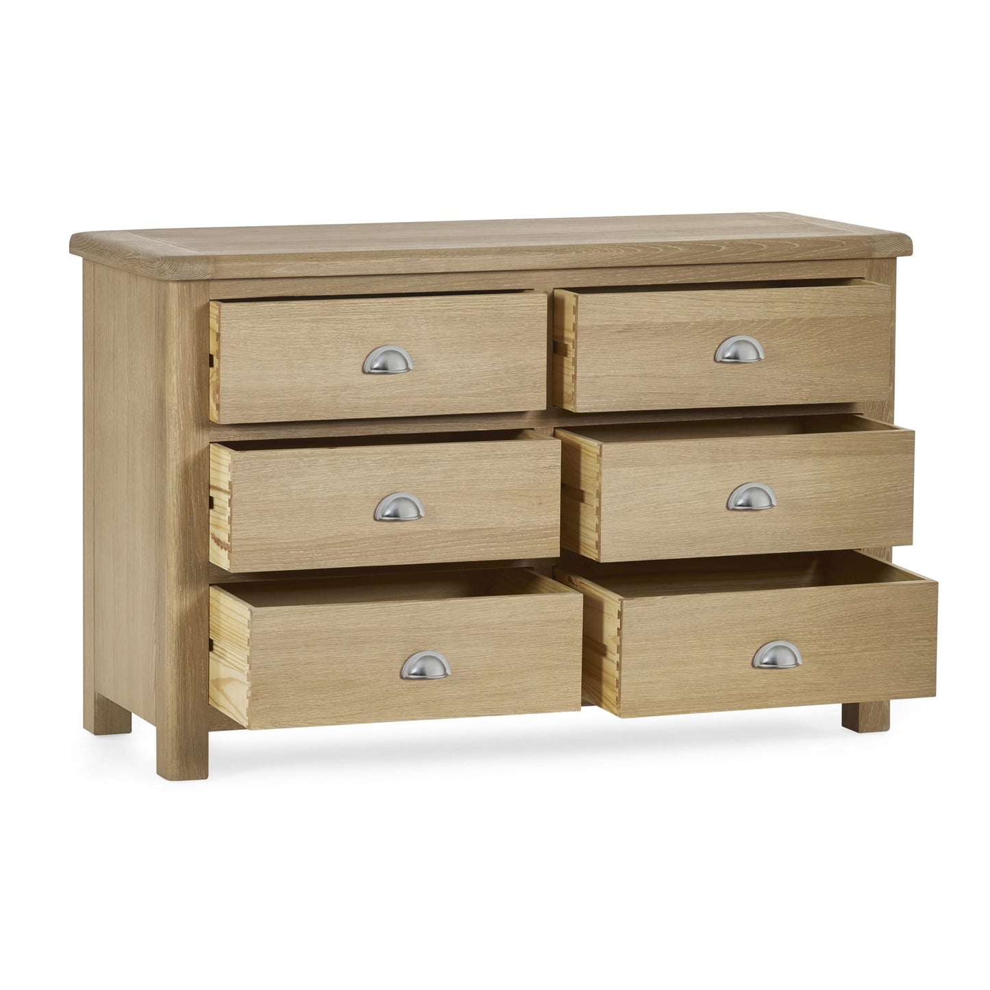 Memphis Limed Oak 6 Drawer Wide Chest