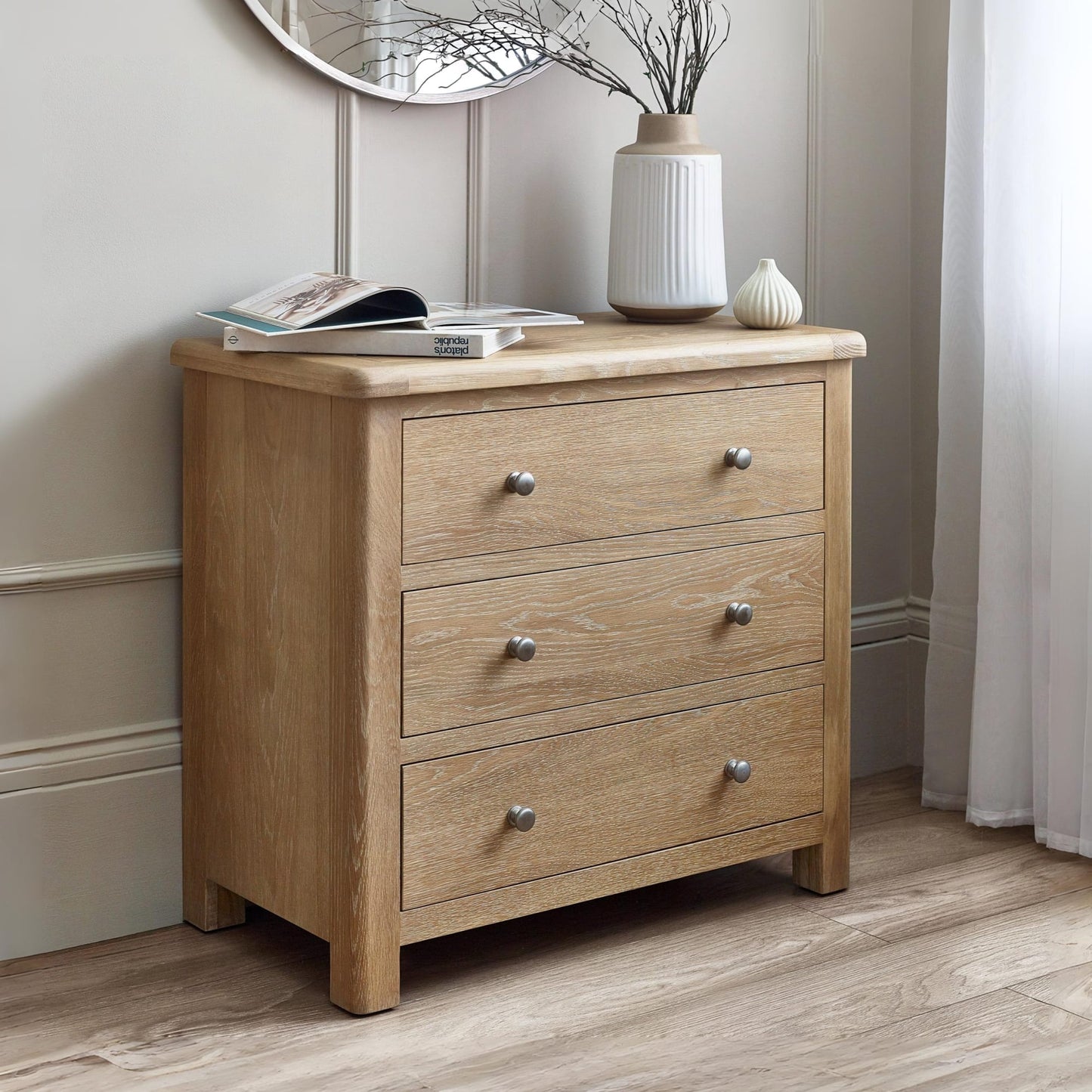 Memphis Limed Oak 3 Drawer Chest