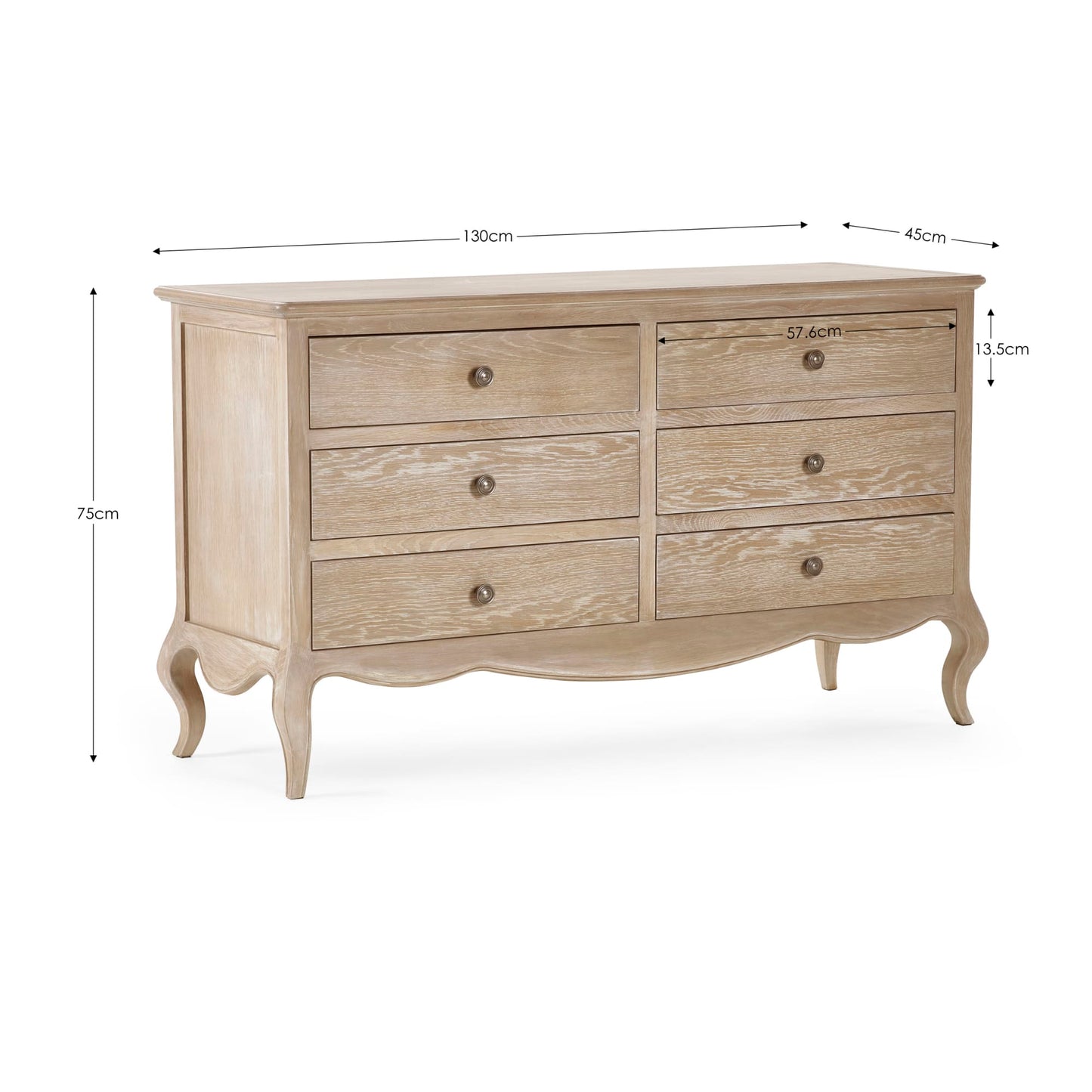 Camille 6 Drawer Wide Chest