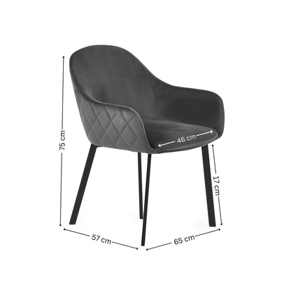 Lima Dining Chair - Grey Velvet