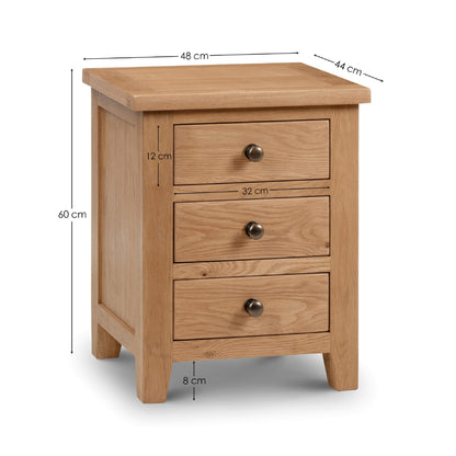 Marlborough 3 Drawer Bedside