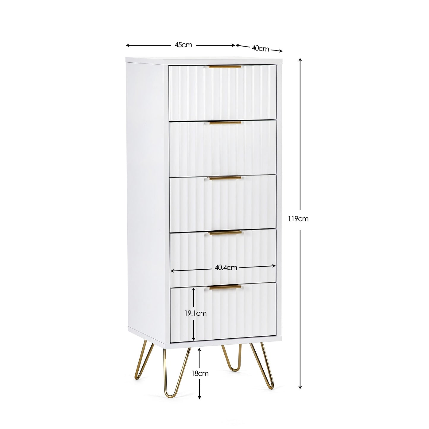 Murano 5 Drawer Tallboy