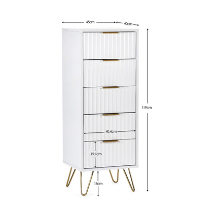 Murano 5 Drawer Tallboy