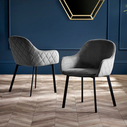 Lima Dining Chair - Grey Velvet
