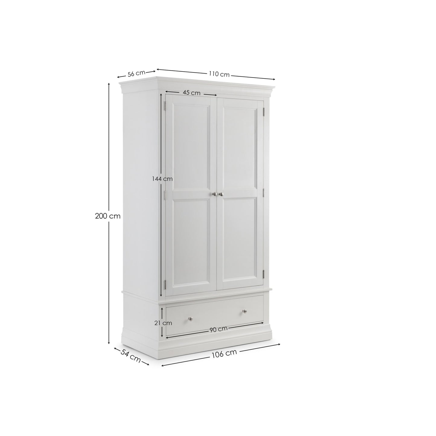 Clermont 2 Door 1 Drawer Wardrobe