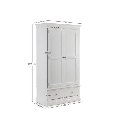 Clermont 2 Door 1 Drawer Wardrobe