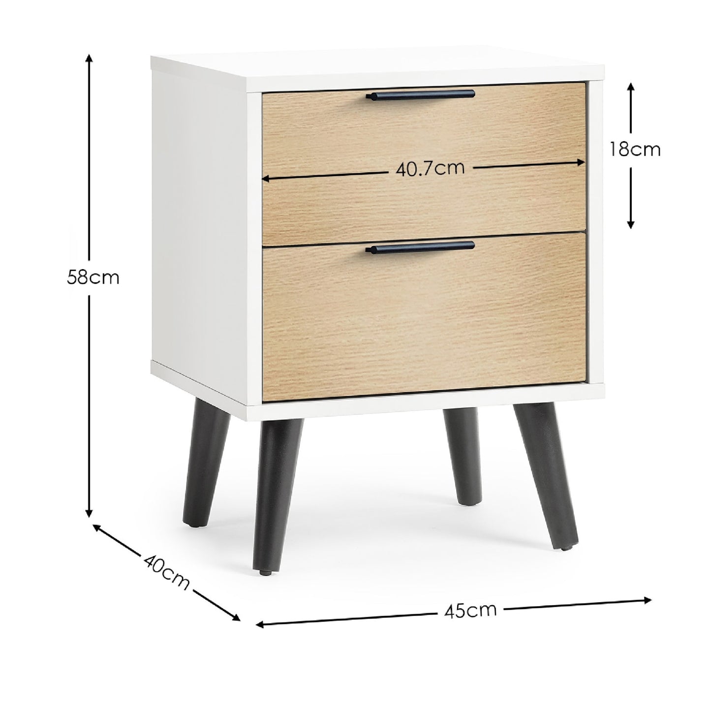 Alba 2 Drawer Bedside