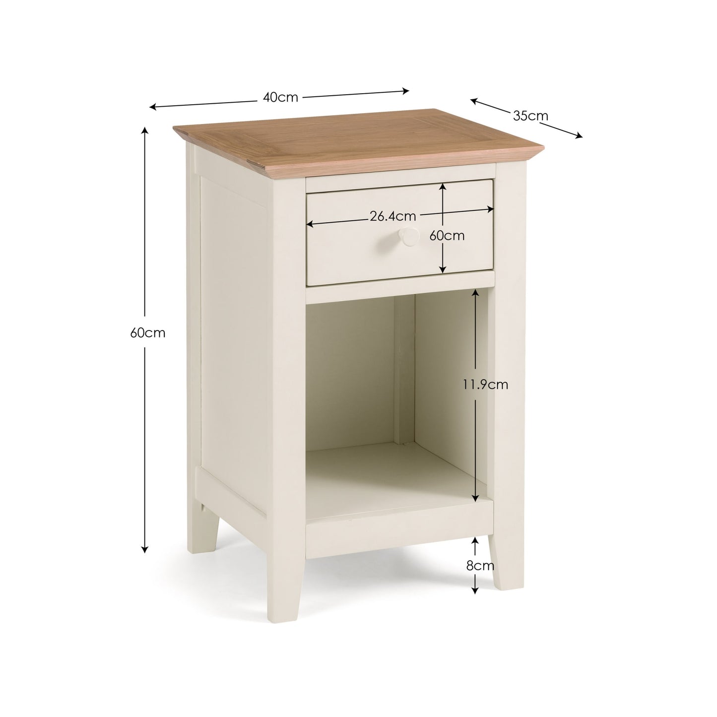 Salerno Shaker 1 Drawer Bedside