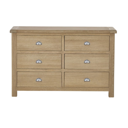 Memphis Limed Oak 6 Drawer Wide Chest