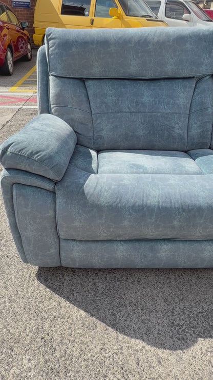 Blue Fabric Recliner 3 Seater Sofa & Armchair Set #U1359