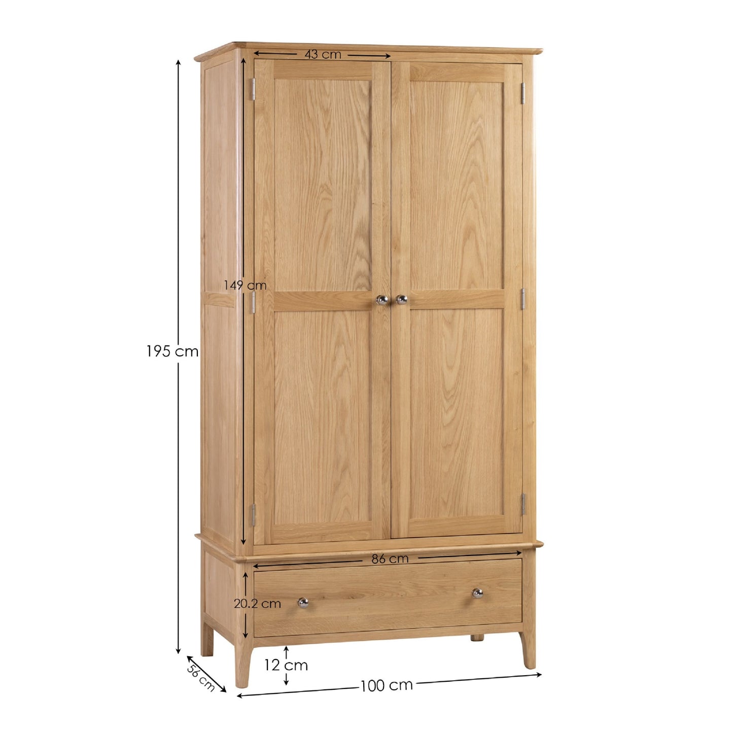 Cotswold 2 Door 1 Drawer Wardrobe