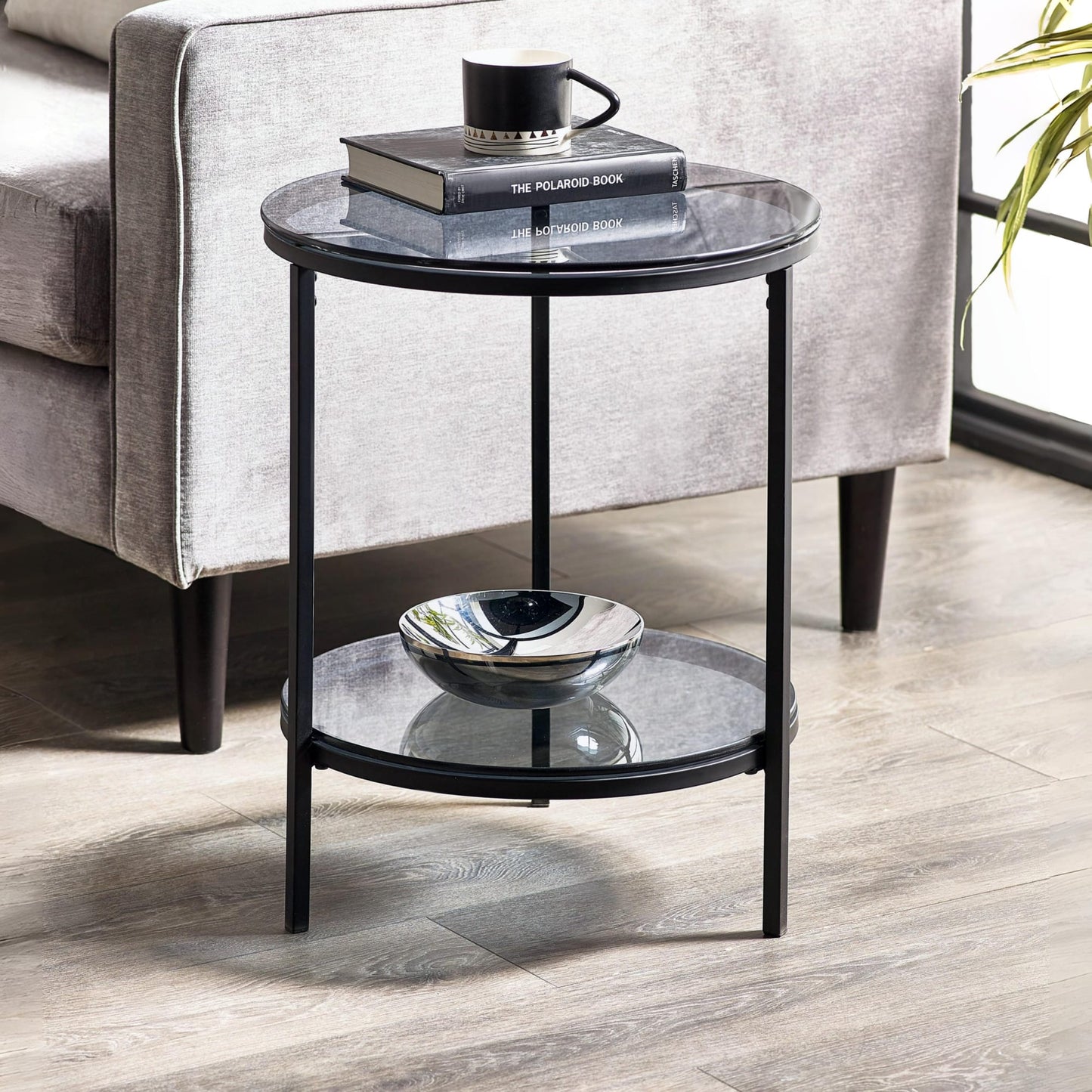 Chicago Circular Side Table With Shelf