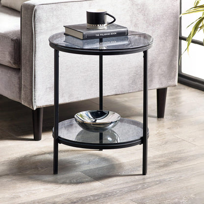 Chicago Circular Side Table With Shelf