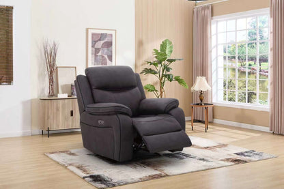 Lotus power recliner armchair in grey faux suede