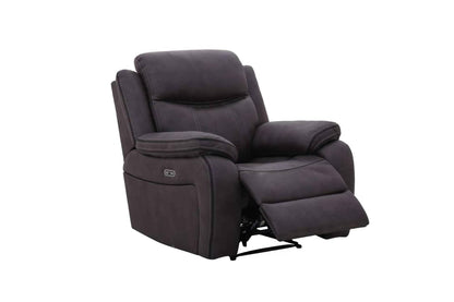Lotus power recliner armchair in grey, detail view
