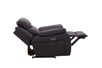 Lotus power recliner armchair in grey, close-up