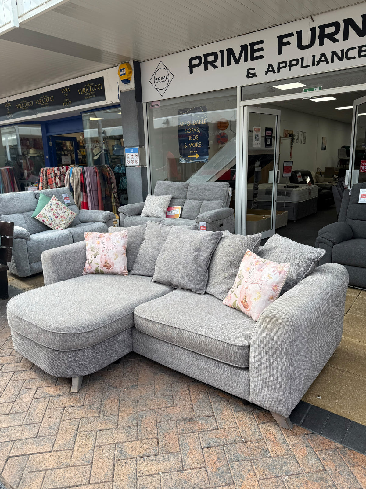 DFS Grey 3 seater Chaise Sofa #U1371