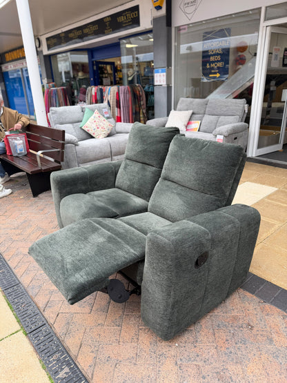 Dark Green Manual 2 seater Recliner Sofa #U1370