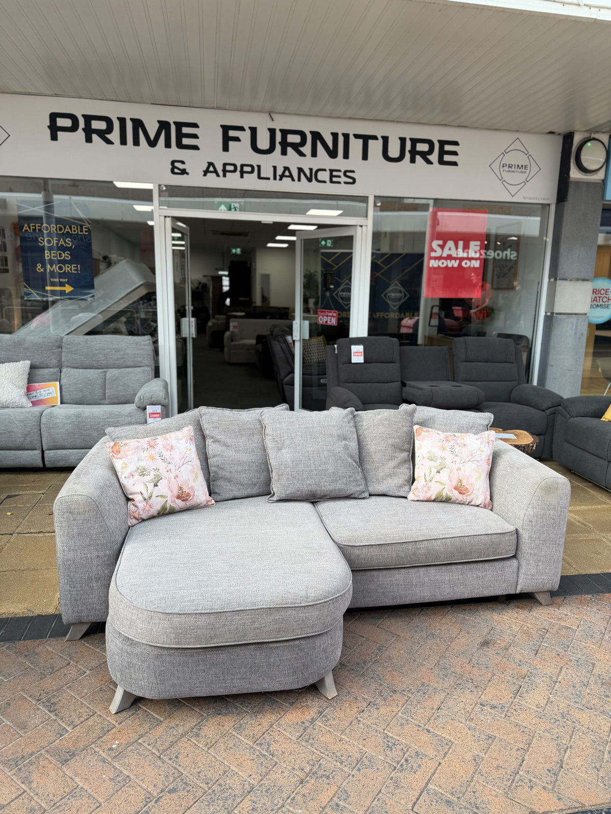DFS Grey 3 seater Chaise Sofa #U1371