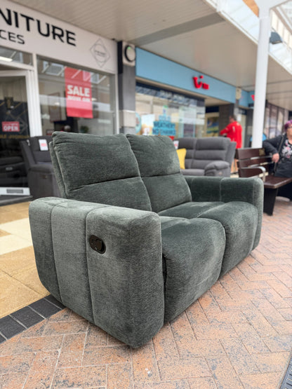 Dark Green Manual 2 seater Recliner Sofa #U1370