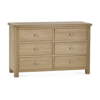 Memphis Limed Oak 6 Drawer Wide Chest