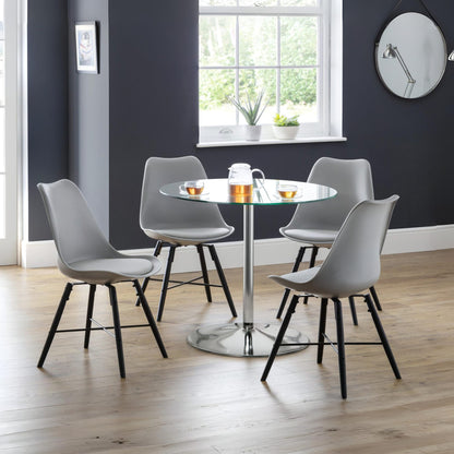 Kudos Chrome And Glass Pedestal Table