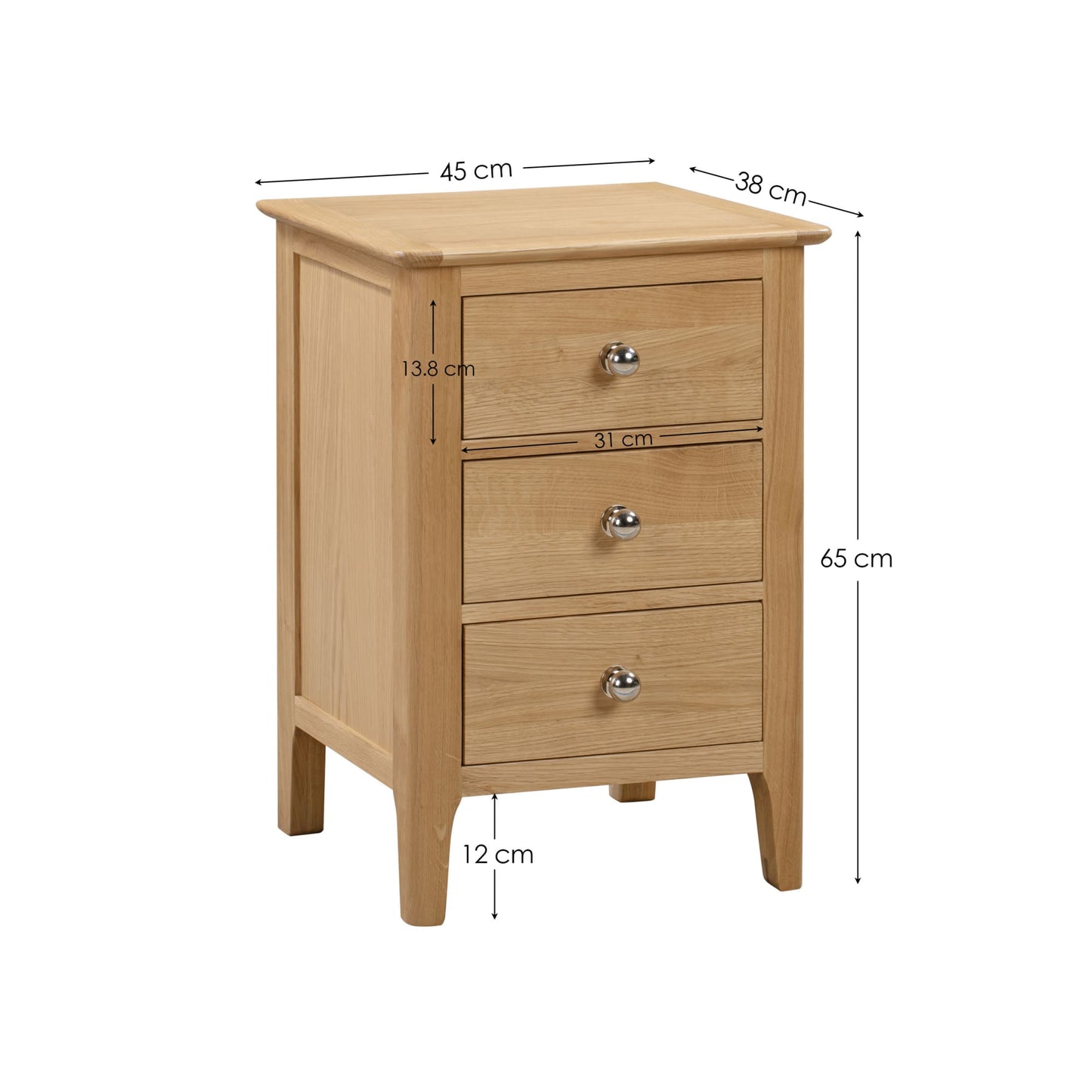 Cotswold 3 Drawer Bedside