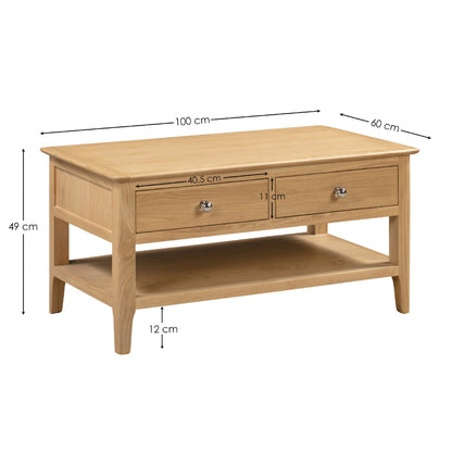 Cotswold Coffee Table With 2 Drawers