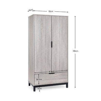 Bali 2 Door 1 Drawer Wardrobe