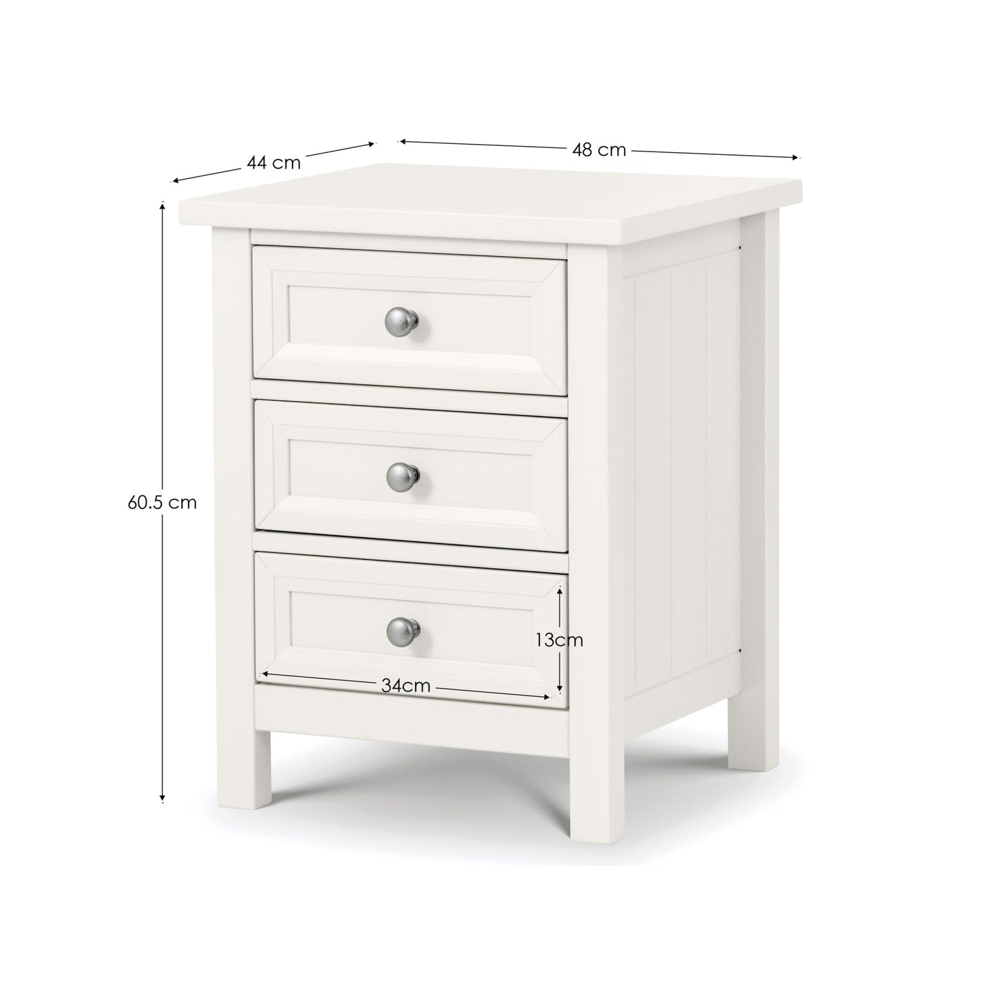 Maine 3 Drawer Bedside